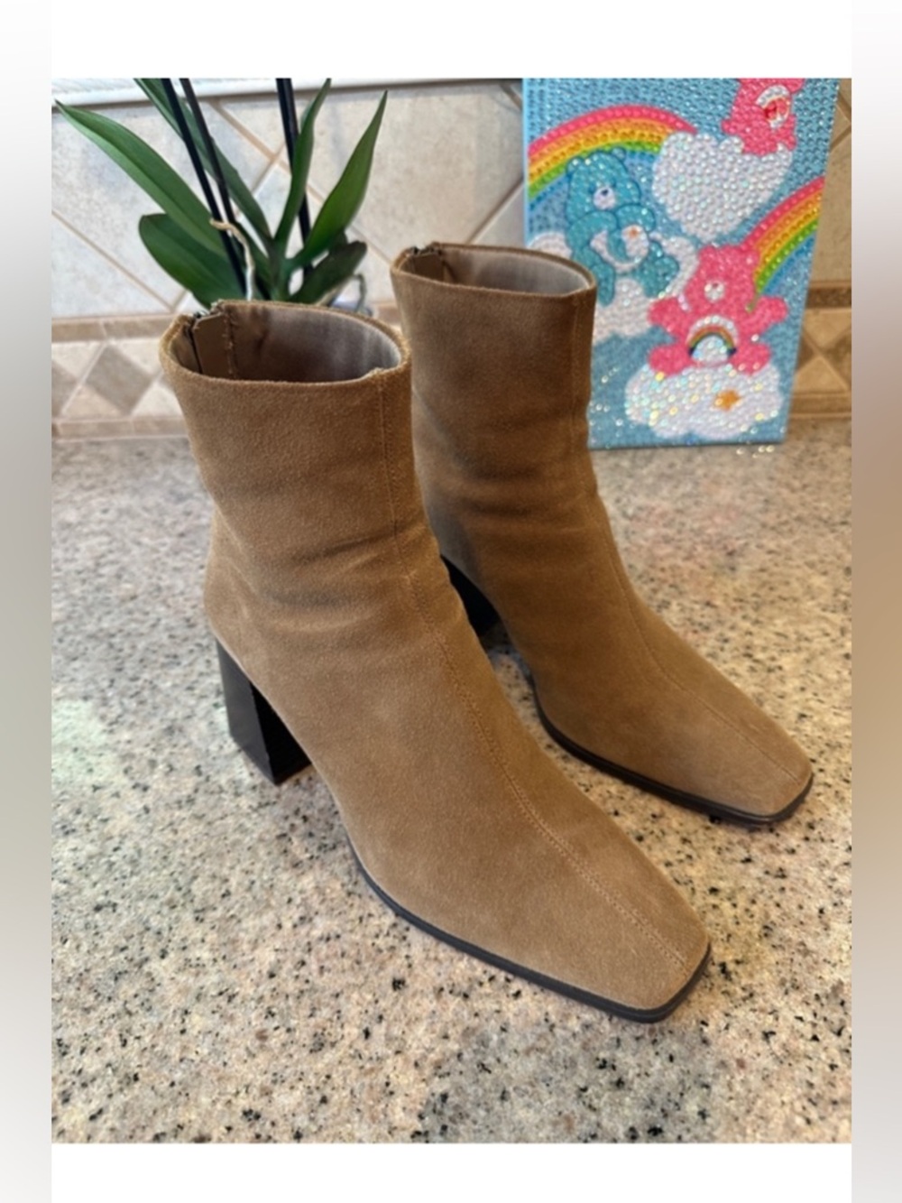 Mango Women's Block Heel Suede Leather Ankle Boots